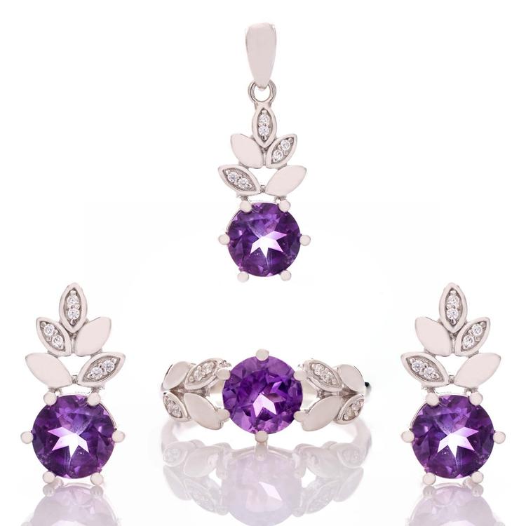 Silver set Pineapple - Natural Amethyst 2,80 ct.