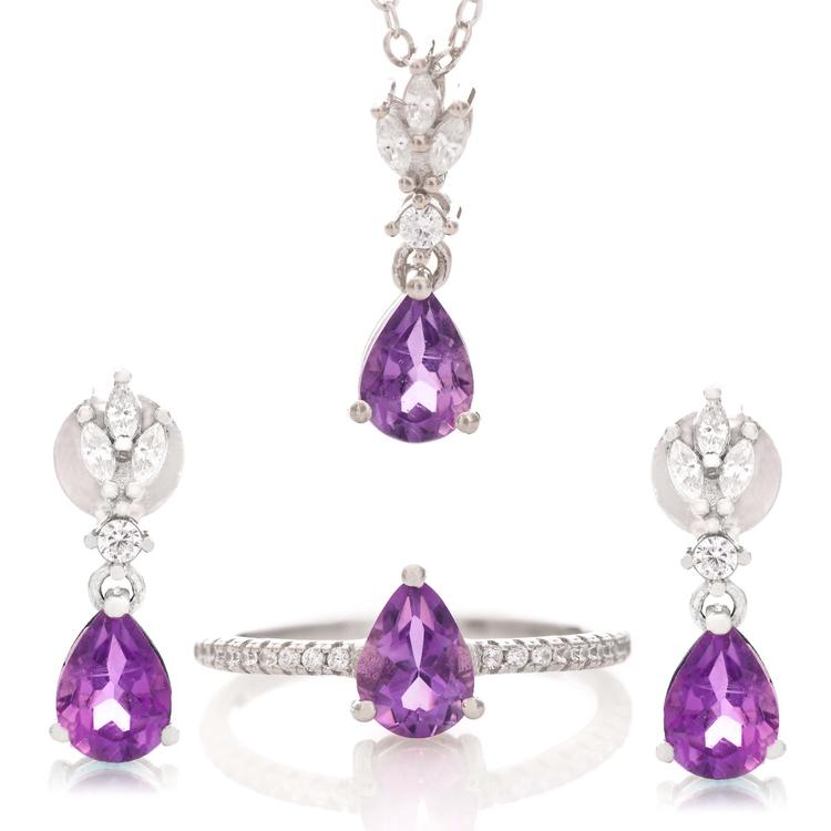 Silver set - Natural Amethyst 2,60 ct.