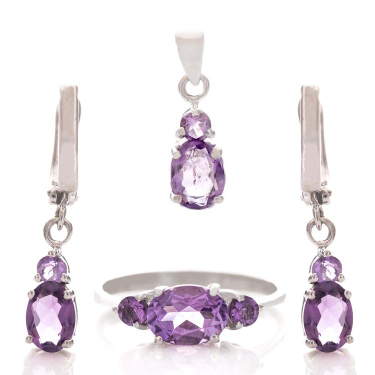 Silver set - Natural Amethyst 6,00 ct.