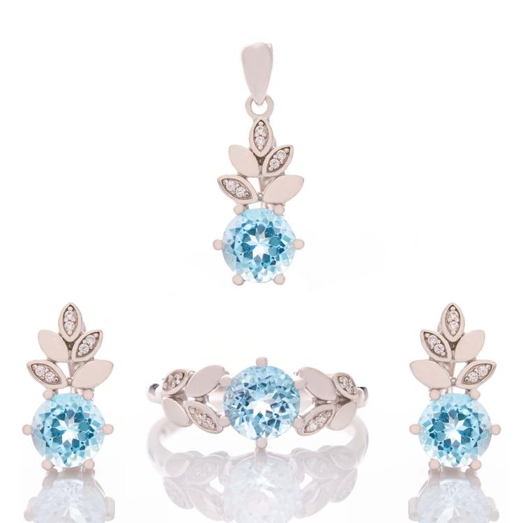 Silver set Pineapple - Natural Blue Topaz 4,00 ct.