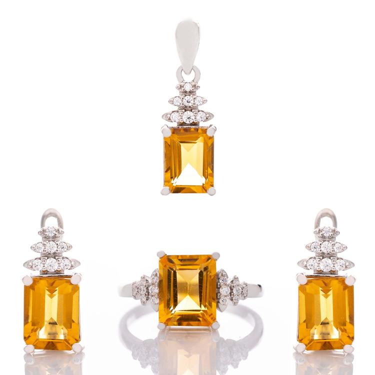 Silver set Baguette - Natural Citrine 6,15 ct.