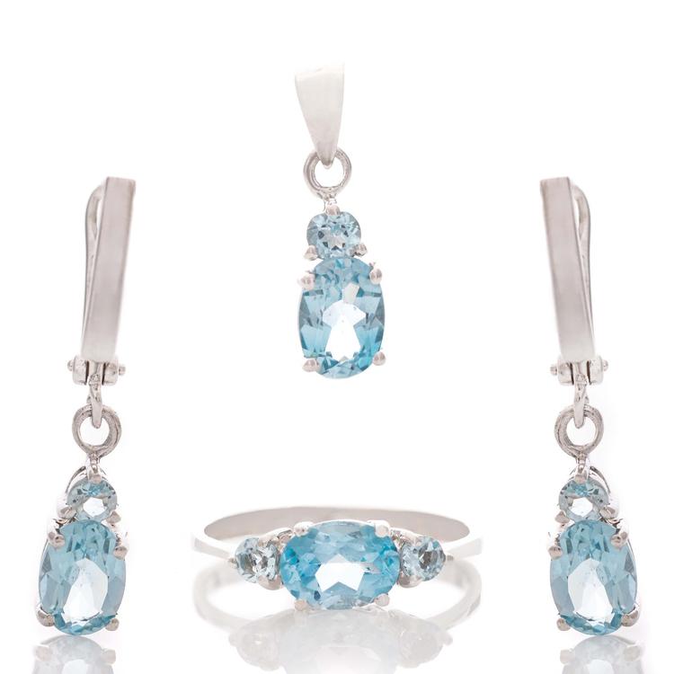 Silver set - Natural Blue Topaz 7,90 ct.