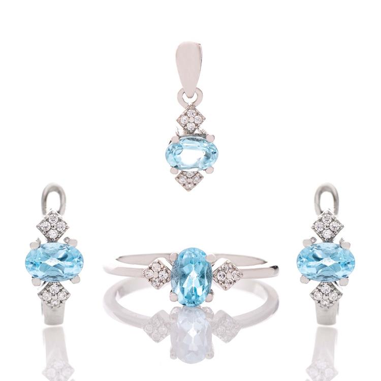 Silver set - Natural Blue Topaz 6,40 ct.