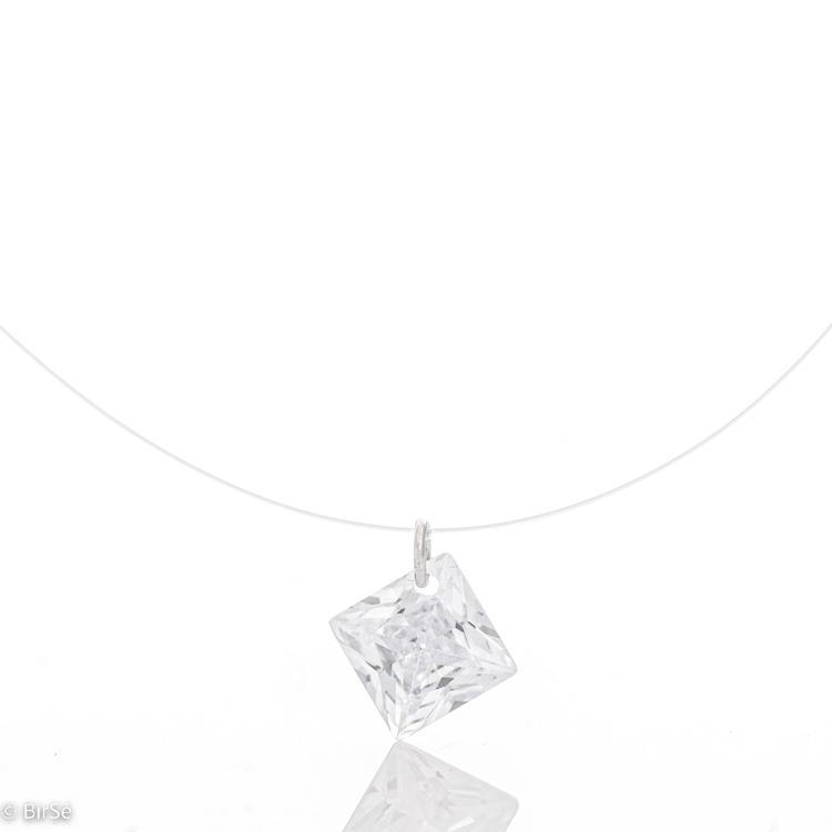 Silver necklace - Cord with Zircon