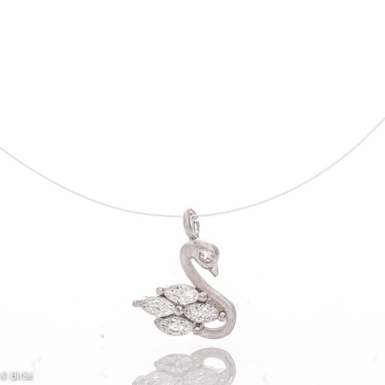 Silver necklace - Cord with Swan