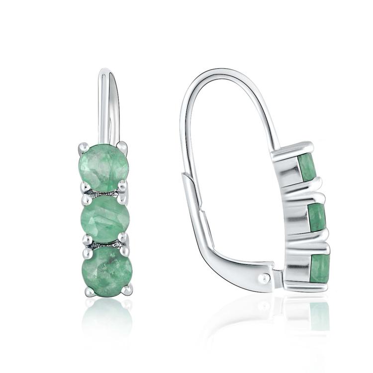 Silver earrings - Natural emerald 1,62 ct