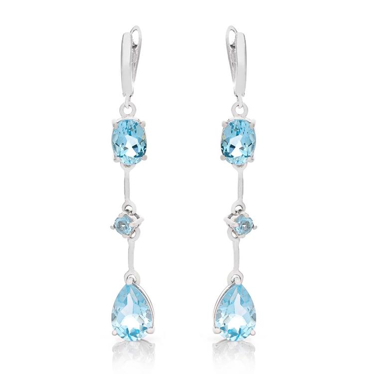 Silver earrings - Natural Blue Topaz 8,42 ct.