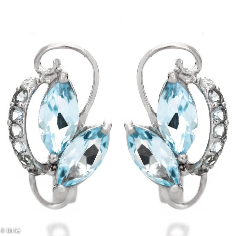 Silver earrings - Natural Blue Topaz 5,36 ct.