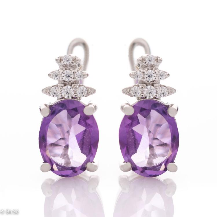 Silver earrings - Natural Amethyst 2,50 ct.