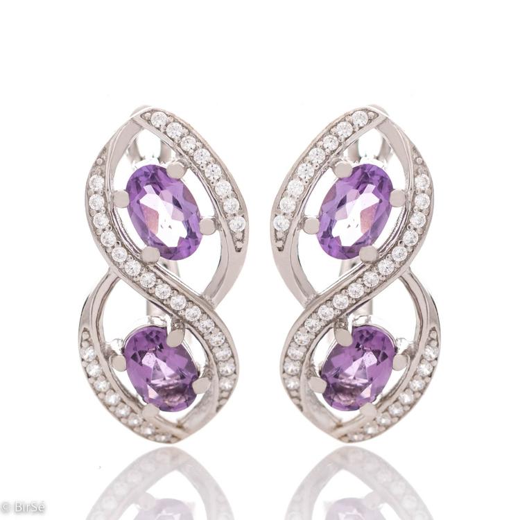 Silver earrings - Natural Amethyst 0,92 ct.