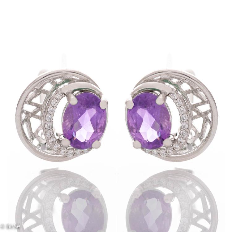 Silver earrings - Natural Amethyst 2,50 ct.