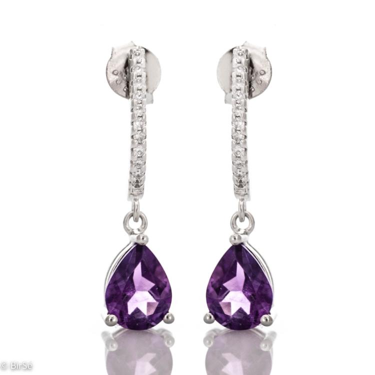 Silver earrings - Natural amethyst 1,30 ct.