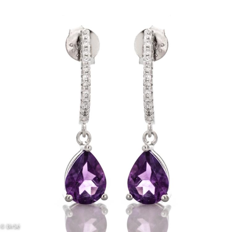 Silver earrings - Natural amethyst 1,30 ct.