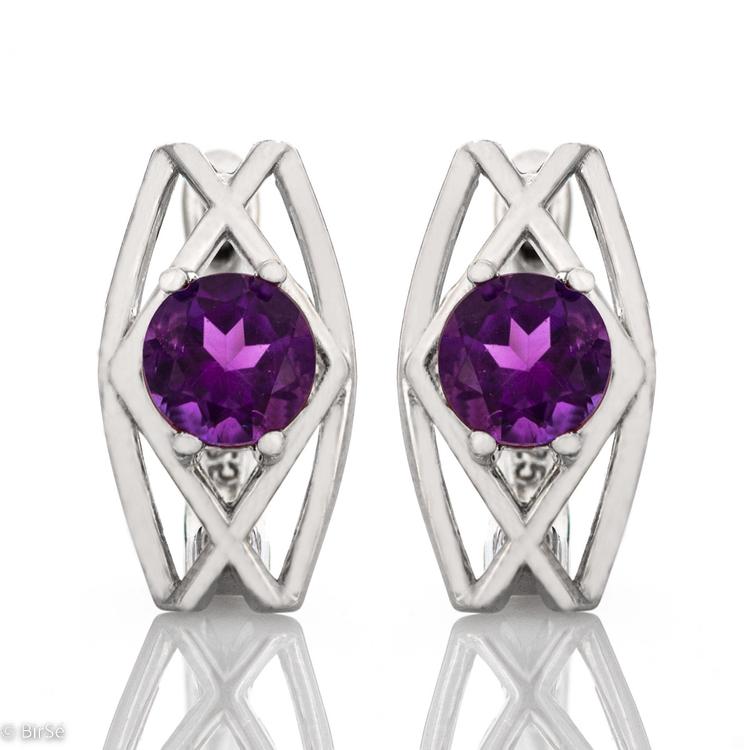 Silver earrings - Natural Amethyst 1,40 ct.