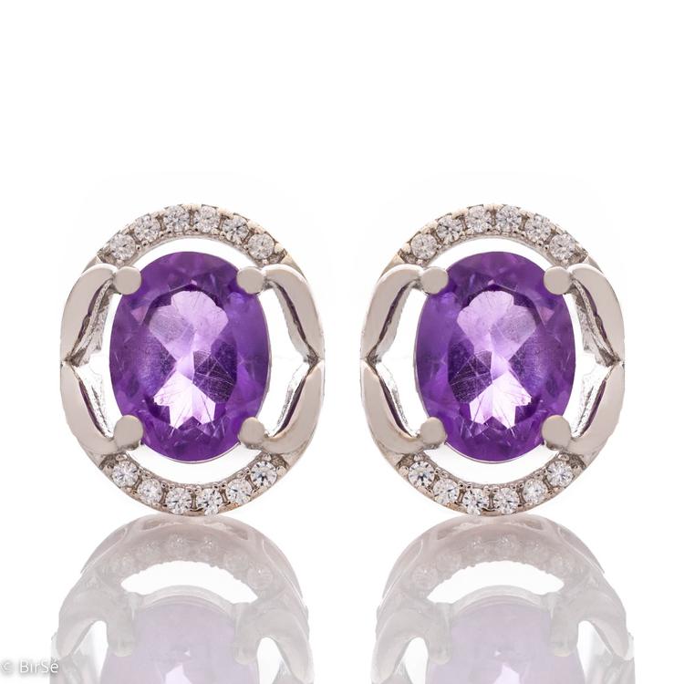 Silver Earrings - Natural Amethyst 1,70 ct.