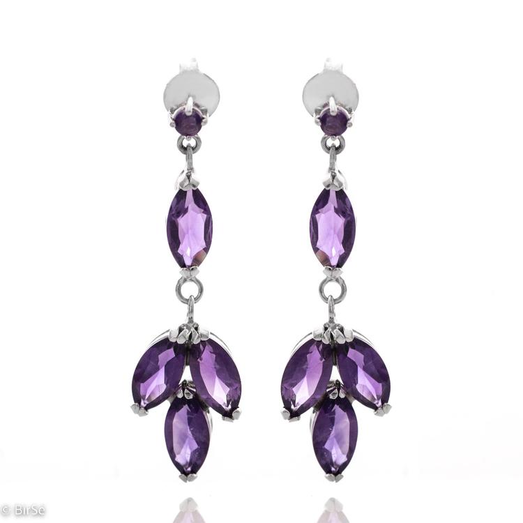 Silver earrings - Natural Amethyst 7,40 ct.