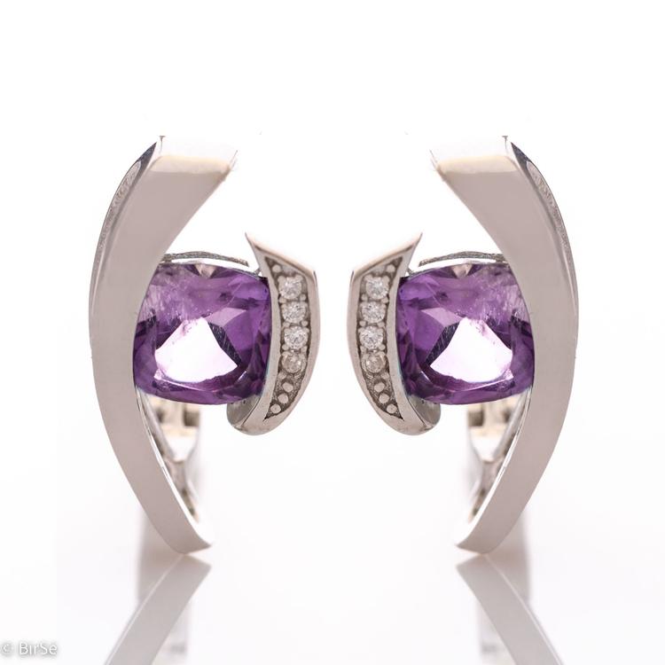 Silver earrings - Natural Amethyst 2,60 ct.