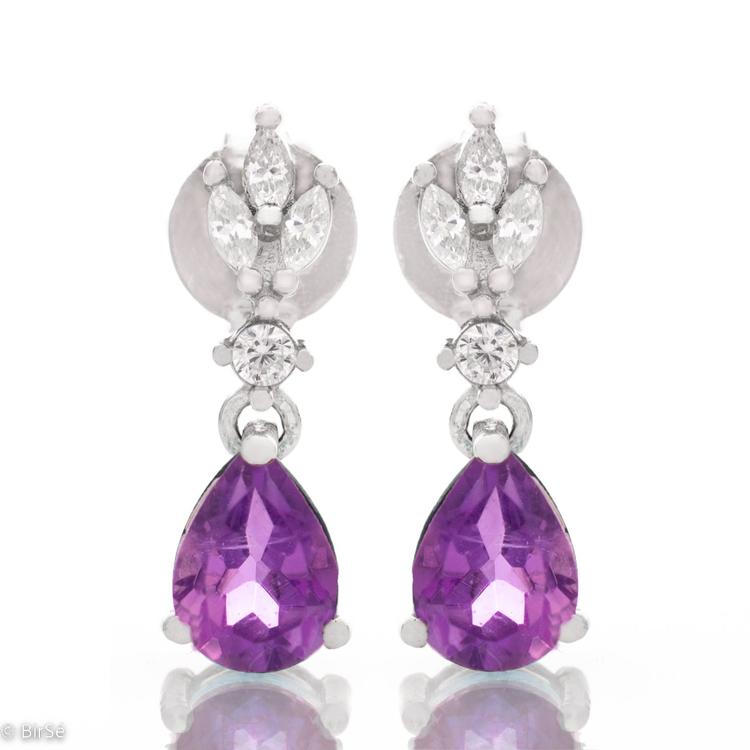 Silver earrings - Natural Amethyst 1,30 ct.