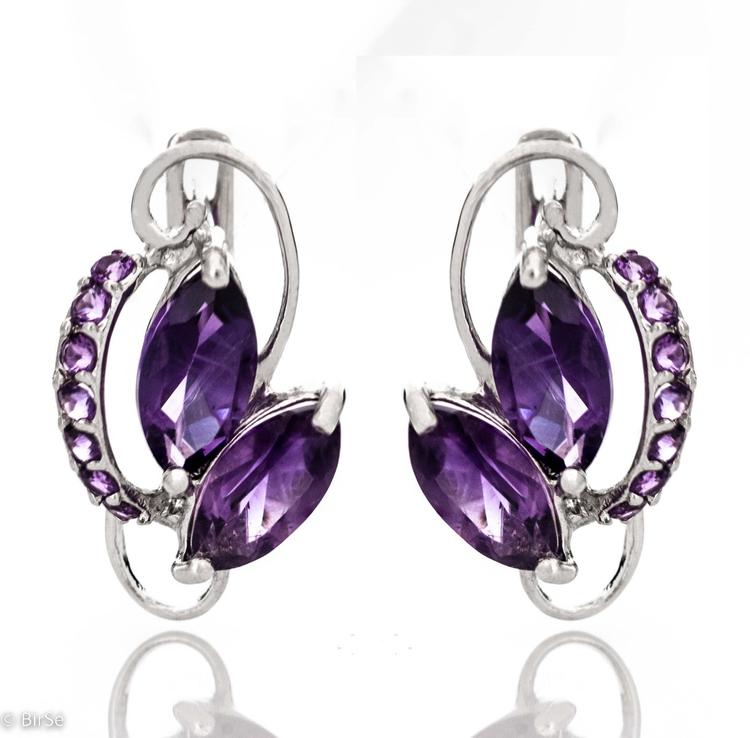 Silver earrings - Natural Amethyst 4,16 ct.