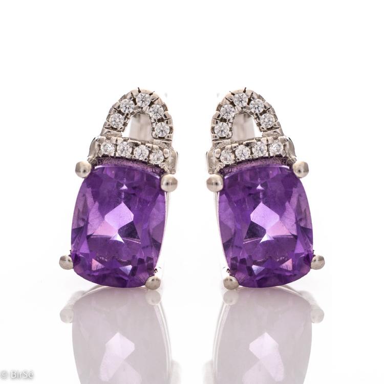 Silver earrings - natural amethyst 2,50 ct.