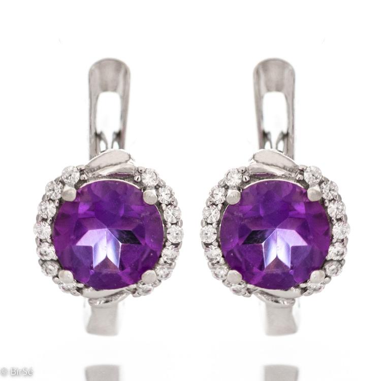 Silver earrings - Natural Amethyst 3,60 ct.