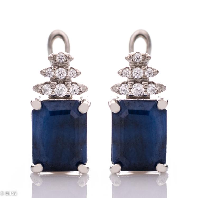 Silver earrings Baguette - Natural Sapphire 3,10 ct.