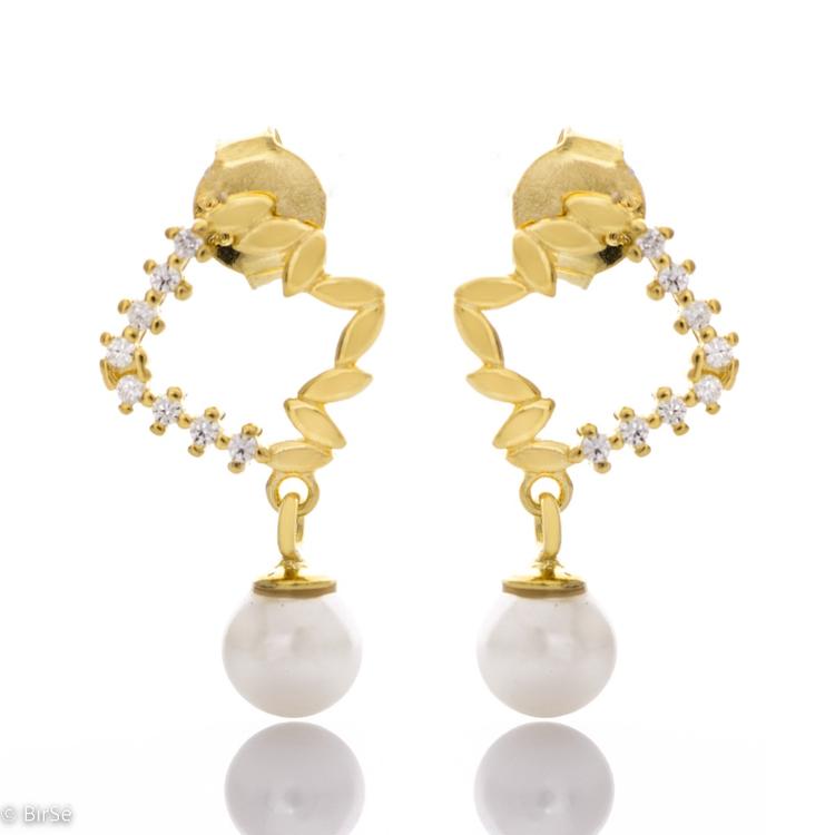 Silver earrings with Zirconi and Pearl