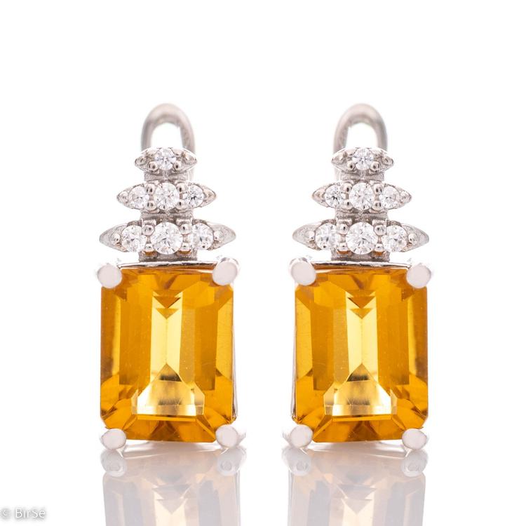 Silver earrings Baguette - Natural Citrine 2,50 ct.