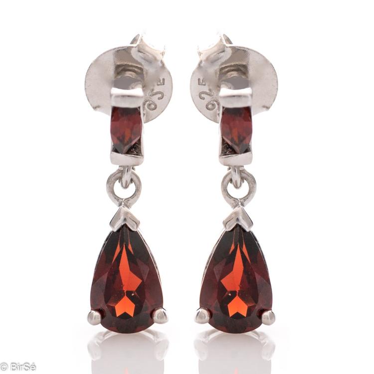 Silver earrings - Natural Garnet 3,14 ct.