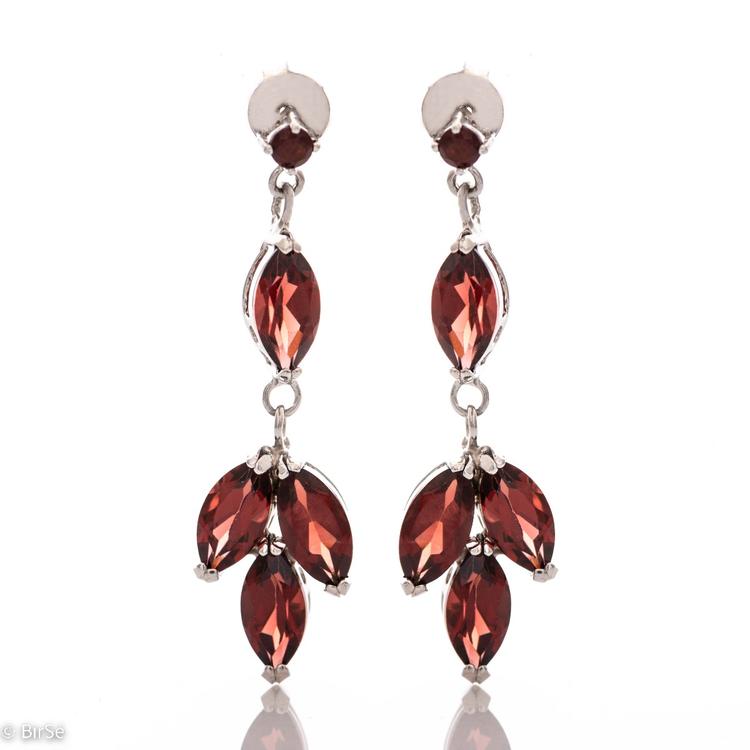 Silver Earrings - Natural garnet 10,20 ct.