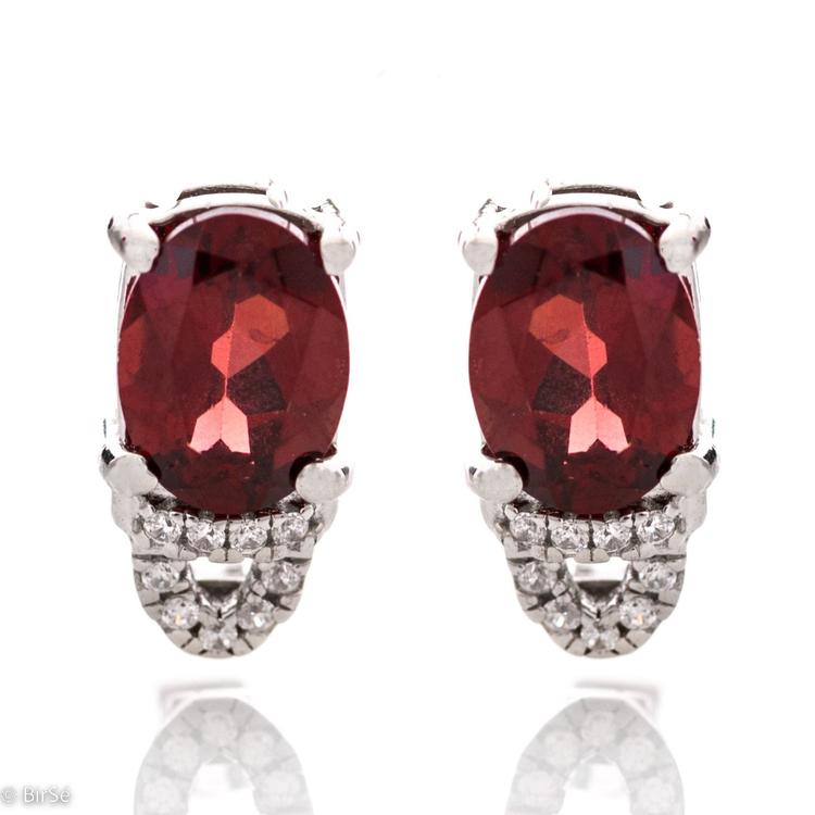 Silver earrings - natural garnet 2,80 ct.