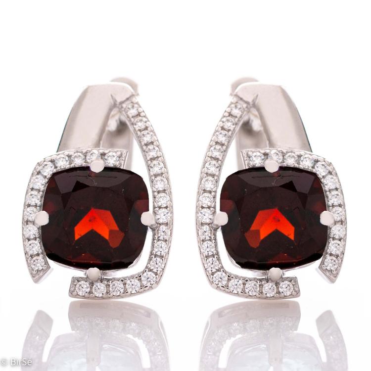 Silver earrings - natural garnet 2,00 ct.