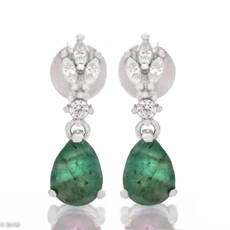 Silver earrings - Natural emerald 1,40 ct.