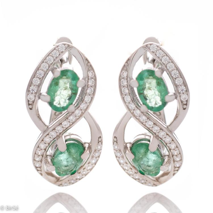 Silver Earrings - Natural Emerald 1,00 ct.