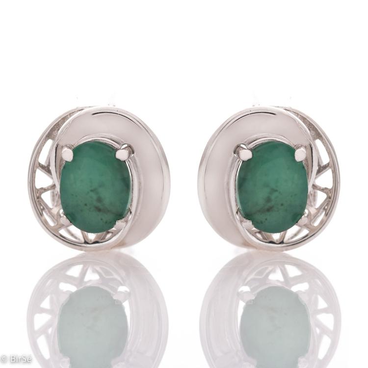 Silver earrings - Natural emerald 2,52 ct.