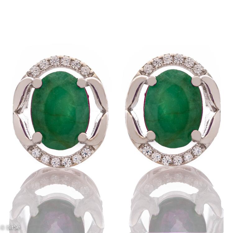 Silver Earrings - Natural Emerald 1,70 ct.