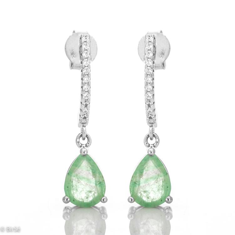 Silver earrings - Natural emerald 1,40 ct.