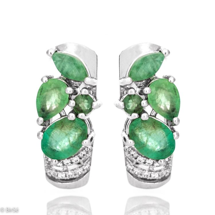 Silver earrings - Natural Emeralds 3,04 ct.