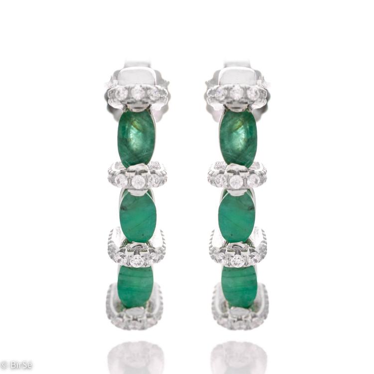 Silver earrings - Natural emerald 1,50 ct.