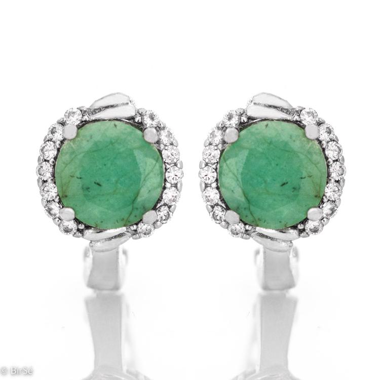 Silver earrings - Natural emerald 5,00 ct.