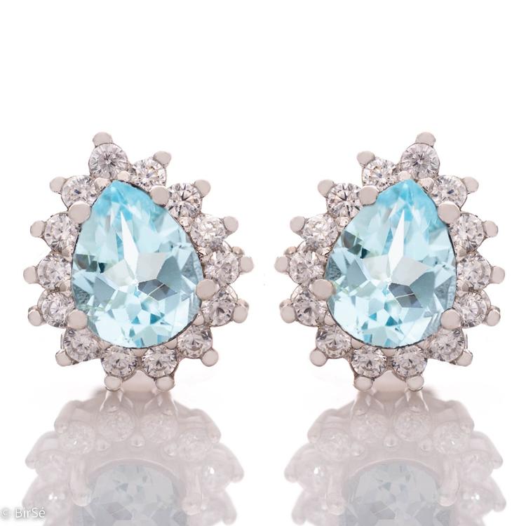 Silver earrings - Natural Blue Topaz 2,20 ct.