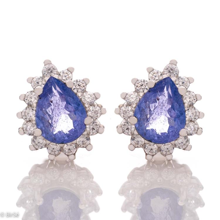 Silver earrings - Natural Tanzanite drop 1,80 ct.