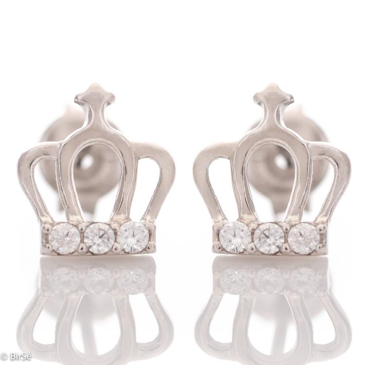 Silver earrings - Crown