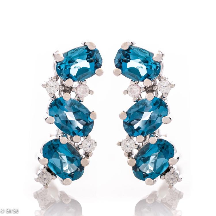 Silver earrings - Natural London topaz 3,42 ct.