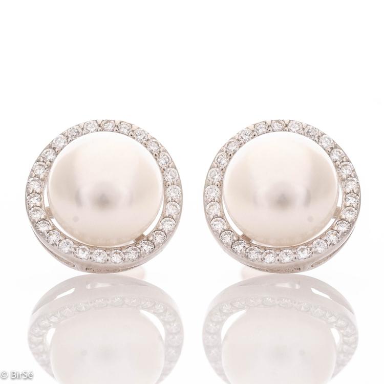 Silver earrings - Pearl § Zirconi