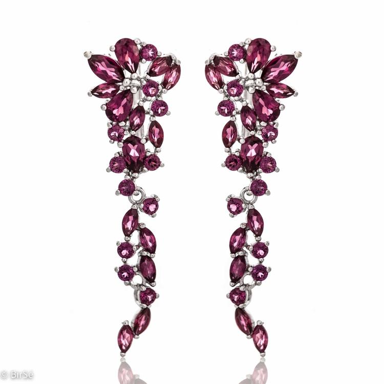 Silver earrings - Natural Rhodolite 5,62 ct.