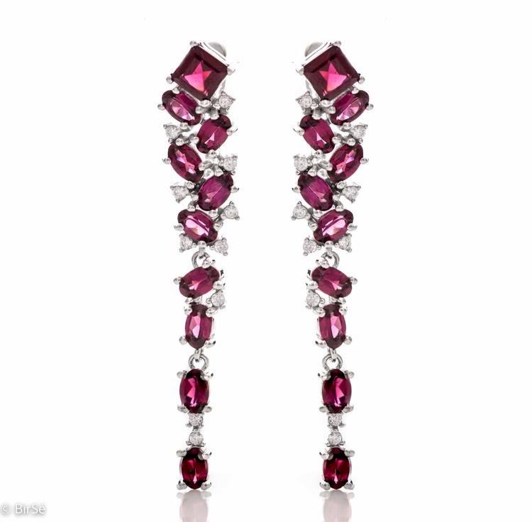 Silver earrings - Natural Rhodolite 5,20 ct.