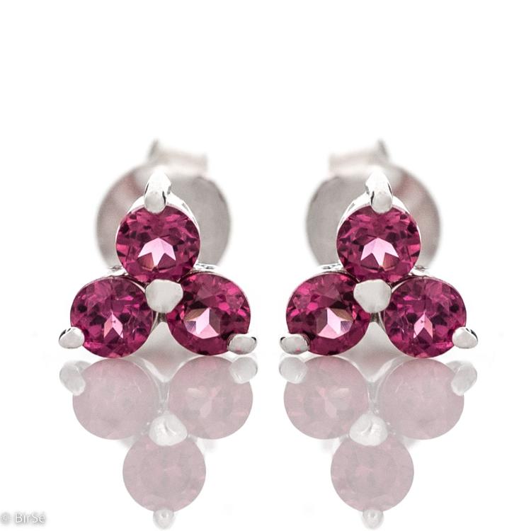 Silver earrings - Natural Rhodolite 0,39 ct.