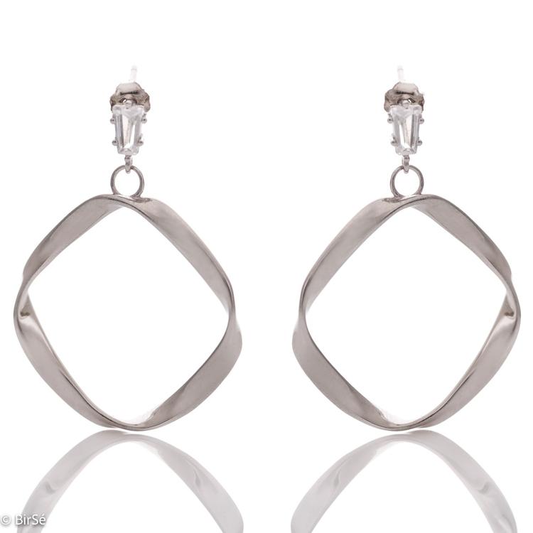 Silver earrings - Rhombuses