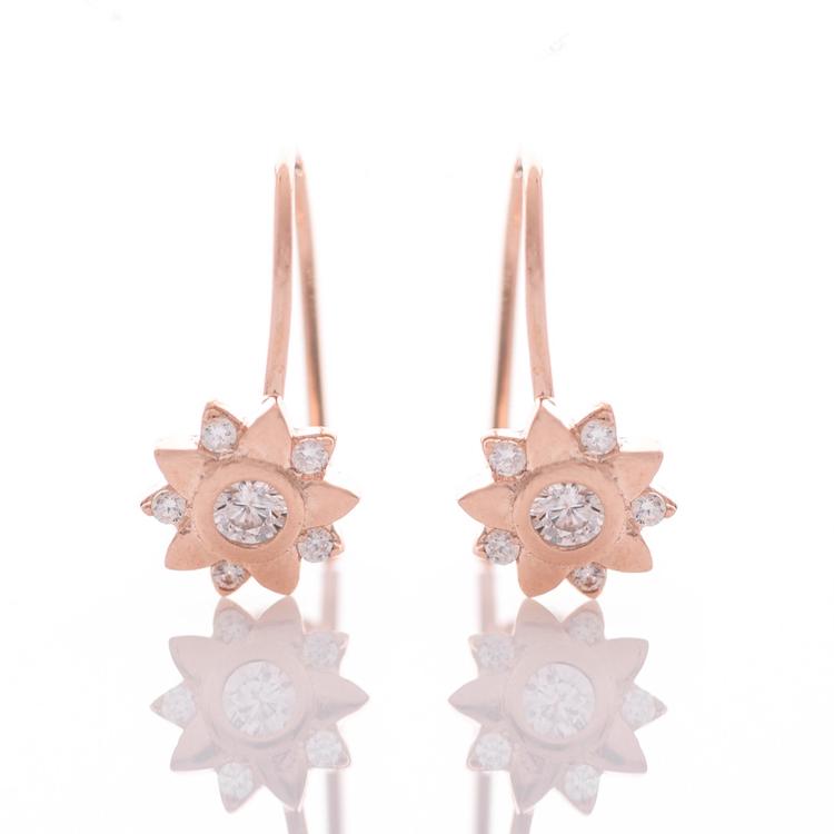 Silver earrings - Flowers in Pink